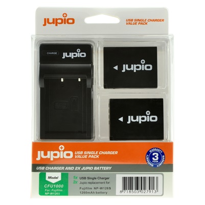 CFU1000 2x Jupio Fujifilm NP-W126S + USB-Ladegerät