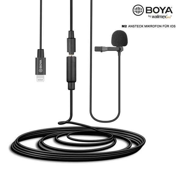 Walimex pro Boya M2 Ansteckmikrofon / Lavaliermikrofon für iOS