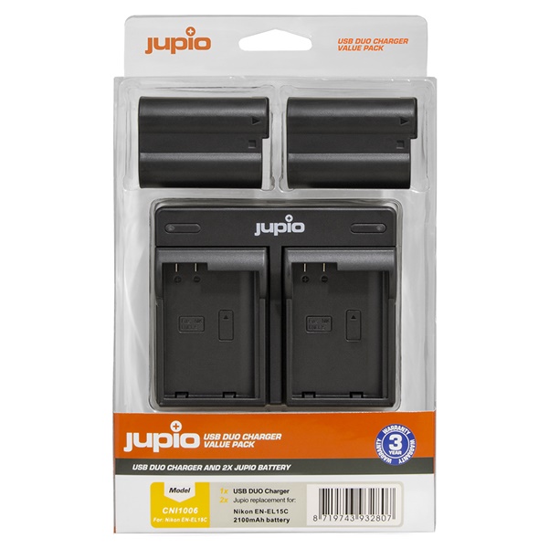 CNI1006 2x Jupio EN-EL15c + USB-Dual-Charger