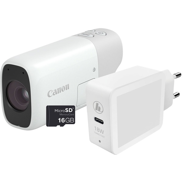 Canon PowerShot Zoom weiss + 16GB + Ladeadapter | Essential-Kit