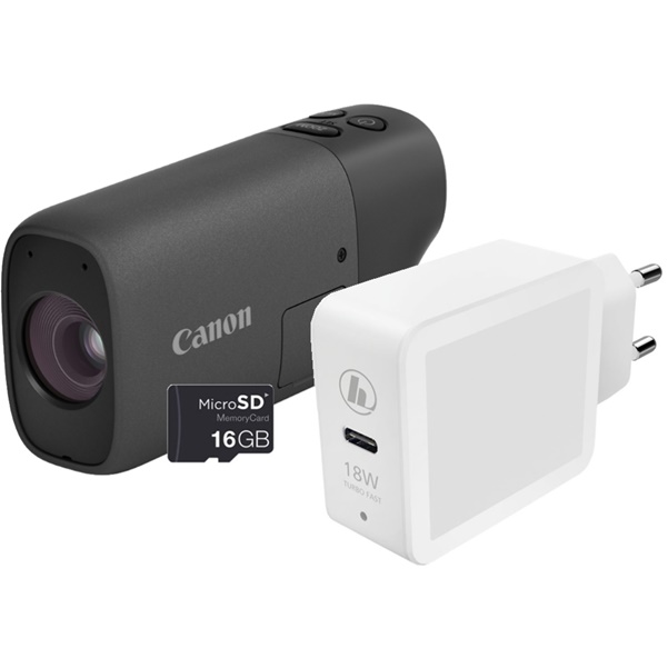 Canon PowerShot Zoom schwarz + 16GB + Ladeadapter | Essential-Kit