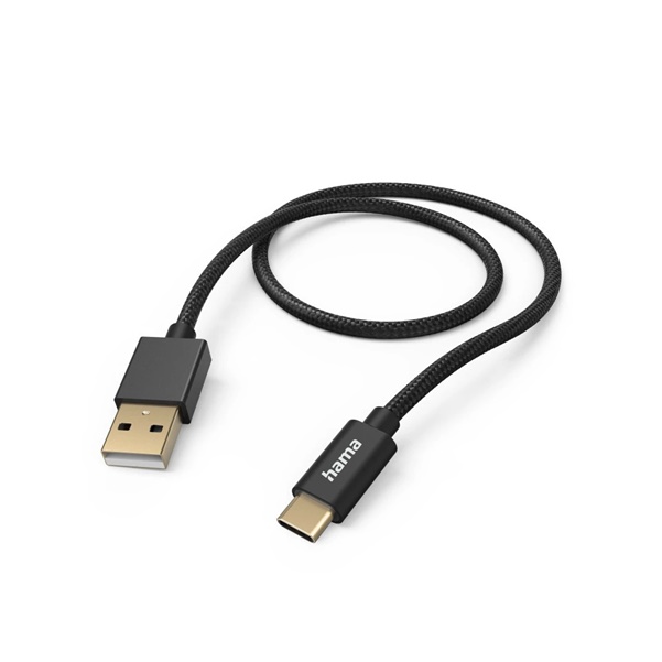 Hama Ladekabel "Fabric", USB-A zu USB-C, 1,5 m, Nylon, Schwarz