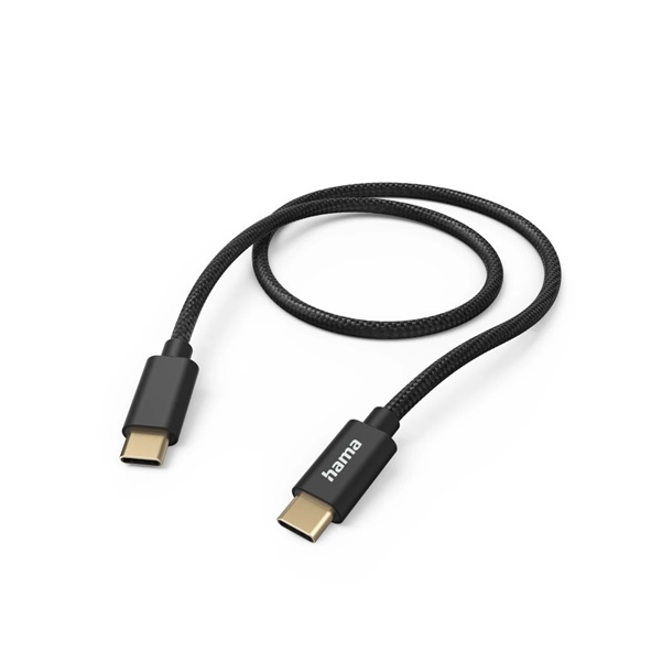 Hama Ladekabel "Fabric", USB-C zu USB-C, 1,5 m, Nylon, Schwarz