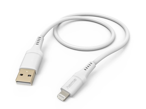 Hama Ladekabel "Flexible", USB-A zu Lightning, 1,5 m, Silikon, Weiß