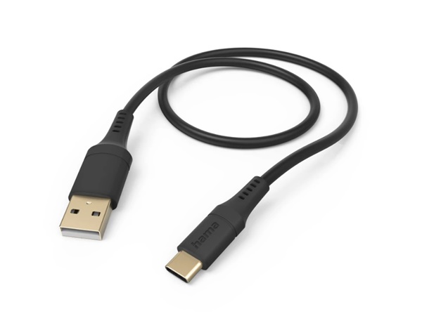 Hama Ladekabel "Flexible", USB-A zu USB-C, 1,5 m, Silikon, Schwarz
