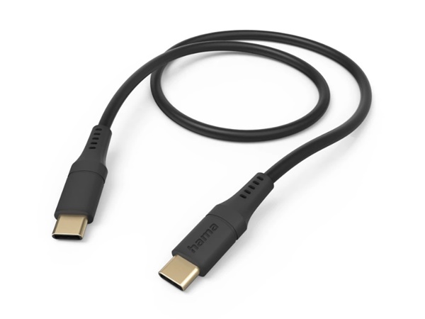 Hama Ladekabel "Flexible", USB-C zu USB-C, 1,5 m, Silikon, Schwarz