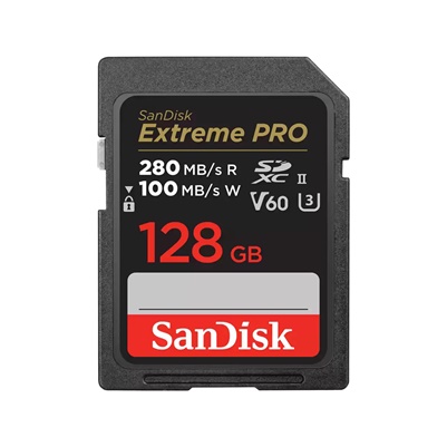 SanDisk Extreme Pro 128GB SDXC R 280MB/s V60 UHS-II, Class 10