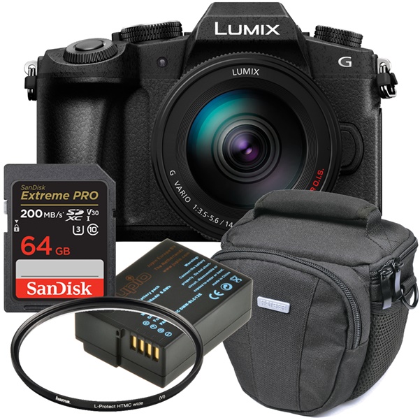 Panasonic Lumix DMC-G81 + 14-140mm Komplett-Set inkl. Tasche + 2. Akku + Filter + 64GB