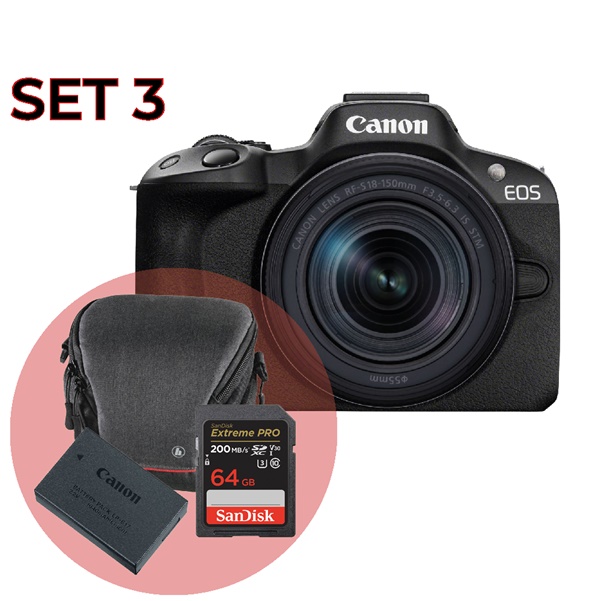 EOS R50 + RF-S 18-150mm | Set 3 (Tasche, SD Karte, Canon Akku)